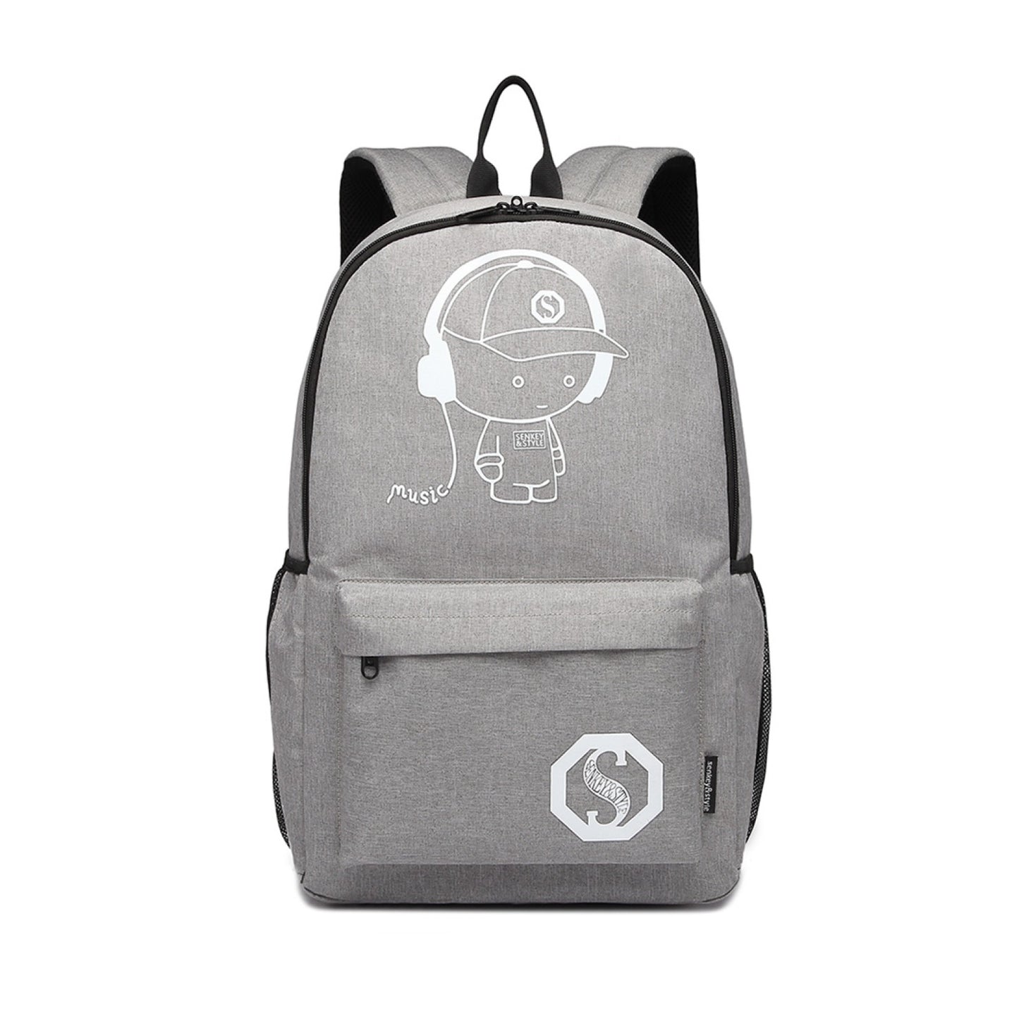 Kono Multi-functional Glow-in-the-Dark Trolley Backpack (E6877) - Grey
