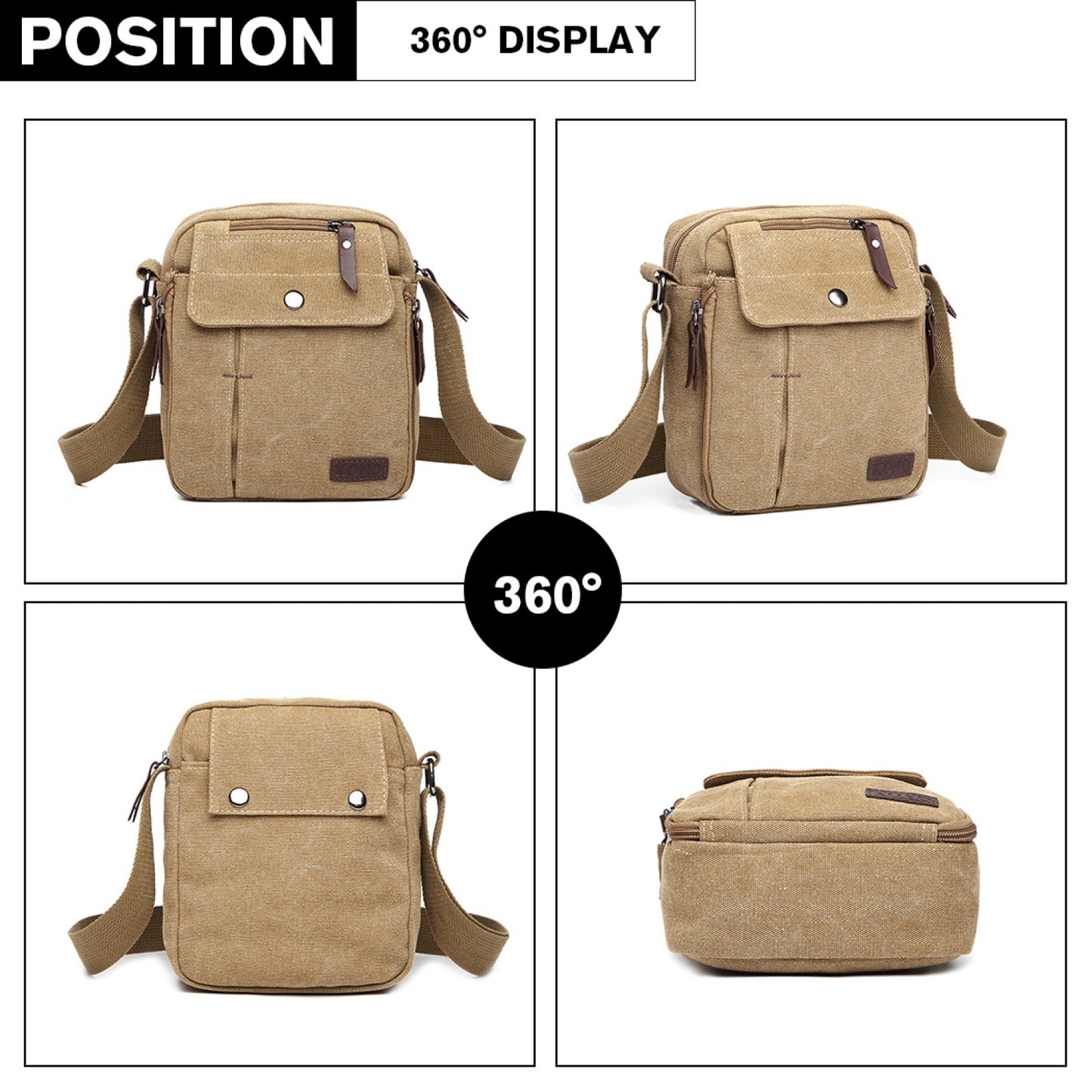 Kono Multi Pocket Cross Body Shoulder Bag (E1971) - Khaki