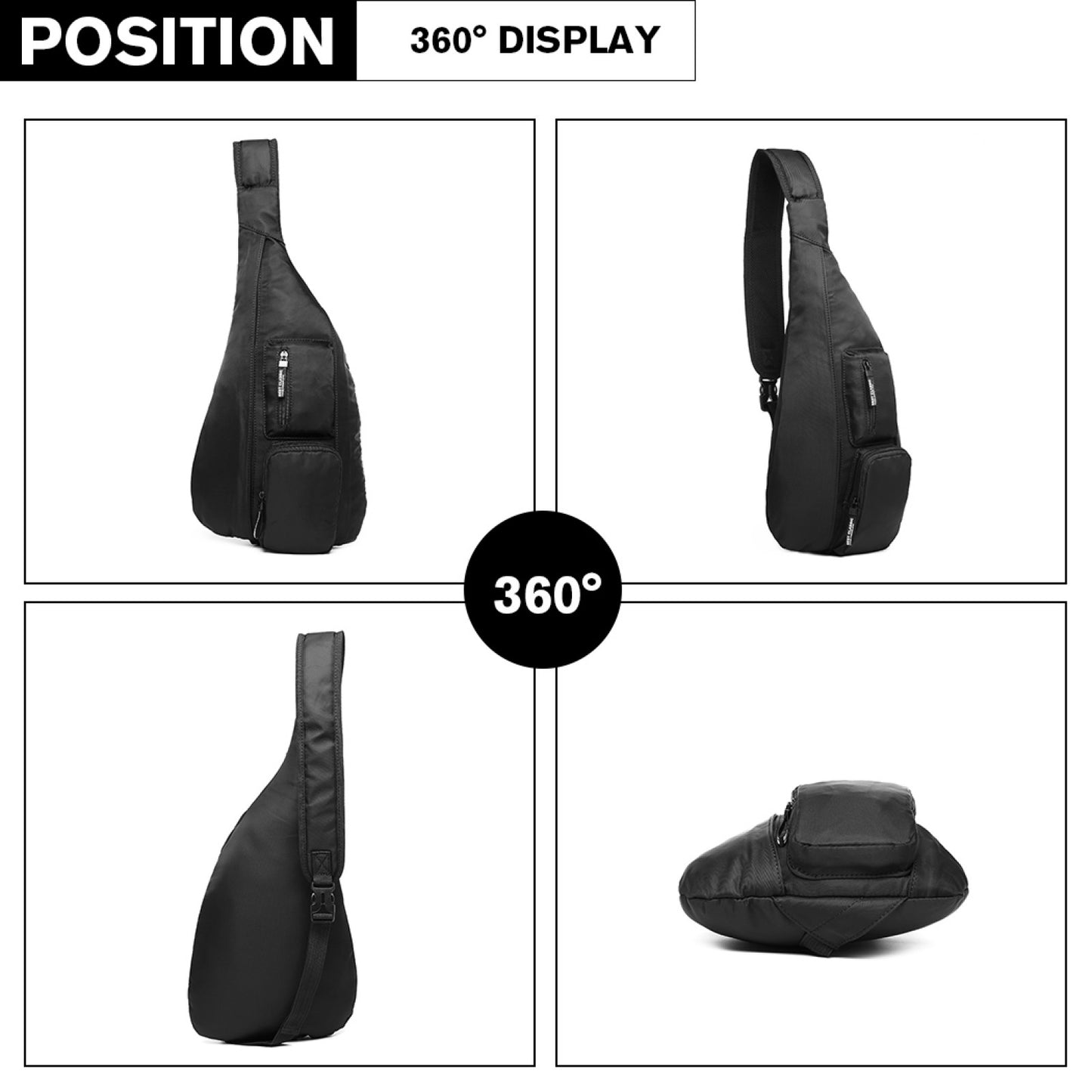 Miss Lulu Casual Single Strap Sling Backpack (LB1934) - Black