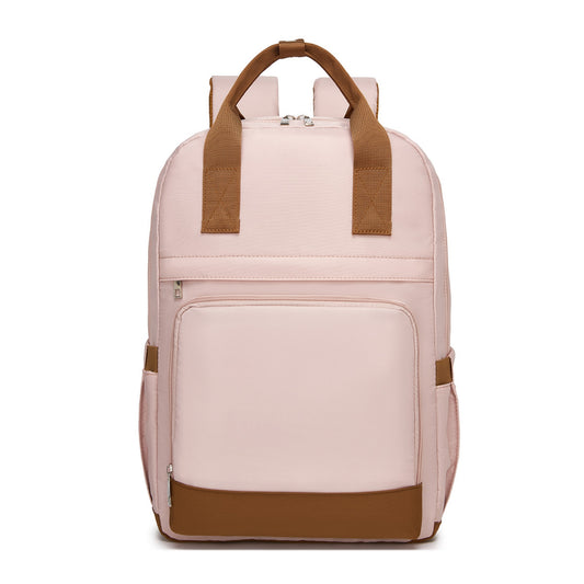 Kono Casual Contemporary Laptop Backpack - Pink and Brown - product view 2