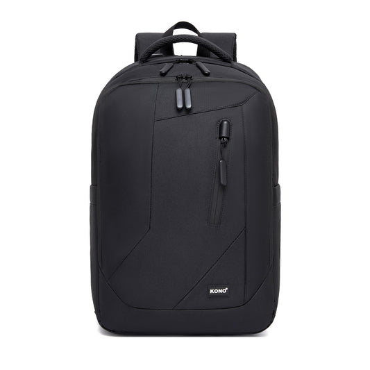 Kono Laptop Backpack with 15.6" Laptop Compartment, Stylish Commuter Bag with Reflective Straps (BPK2519) - Black