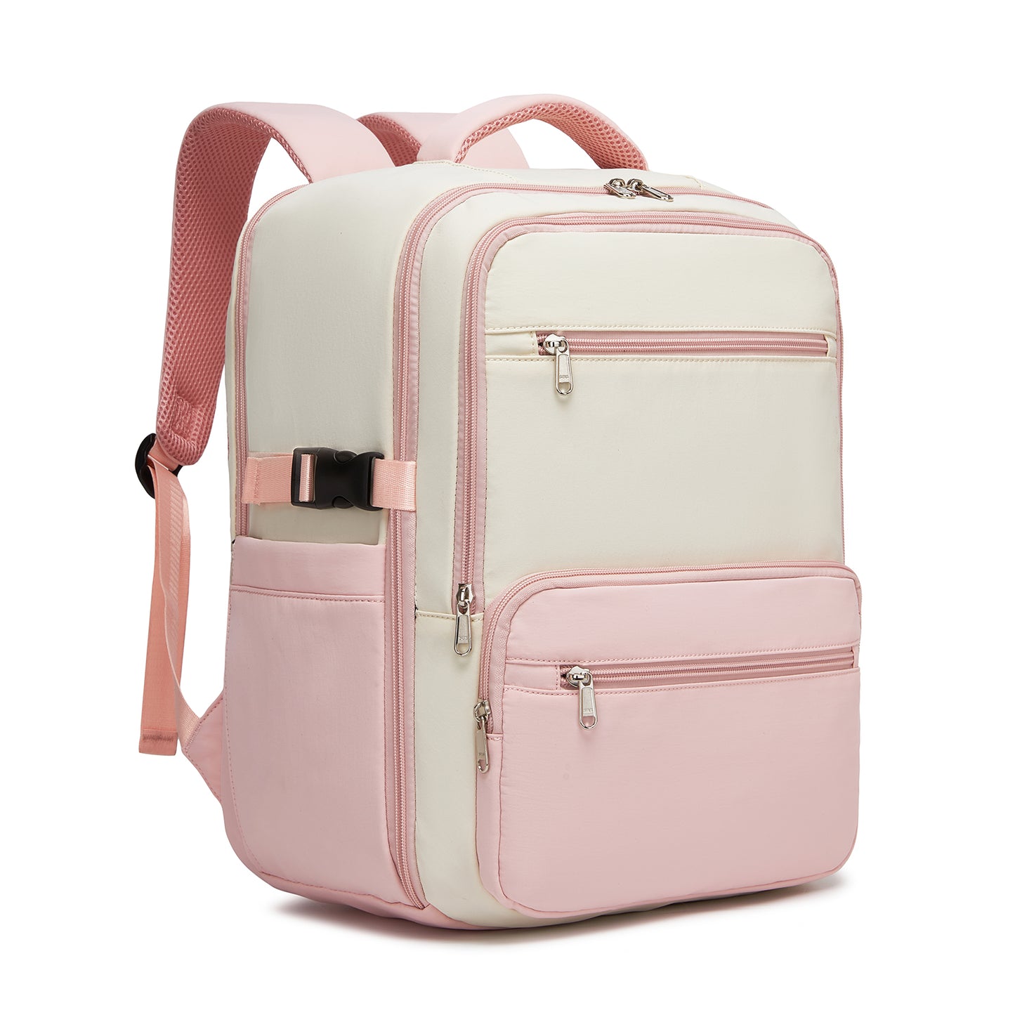 Kono Under-Seat Laptop Travel Backpack - Beige and Pink