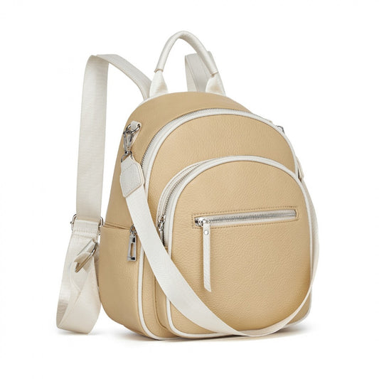 Miss Lulu PU Leather Convertible Backpack Crossbody Bag - Lightweight Anti-Theft Daypack with Multiple Pockets (BPM2453) - Yellow