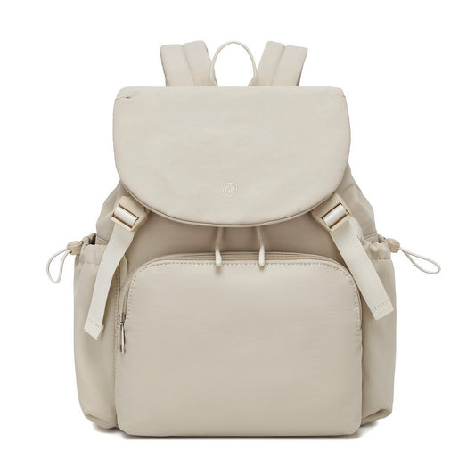 Miss Lulu Lightweight Nylon Drawstring Backpack – Casual Daily Rucksack with 13 Inch Laptop Sleeve for Travel & Commute (BPM2610) - Beige