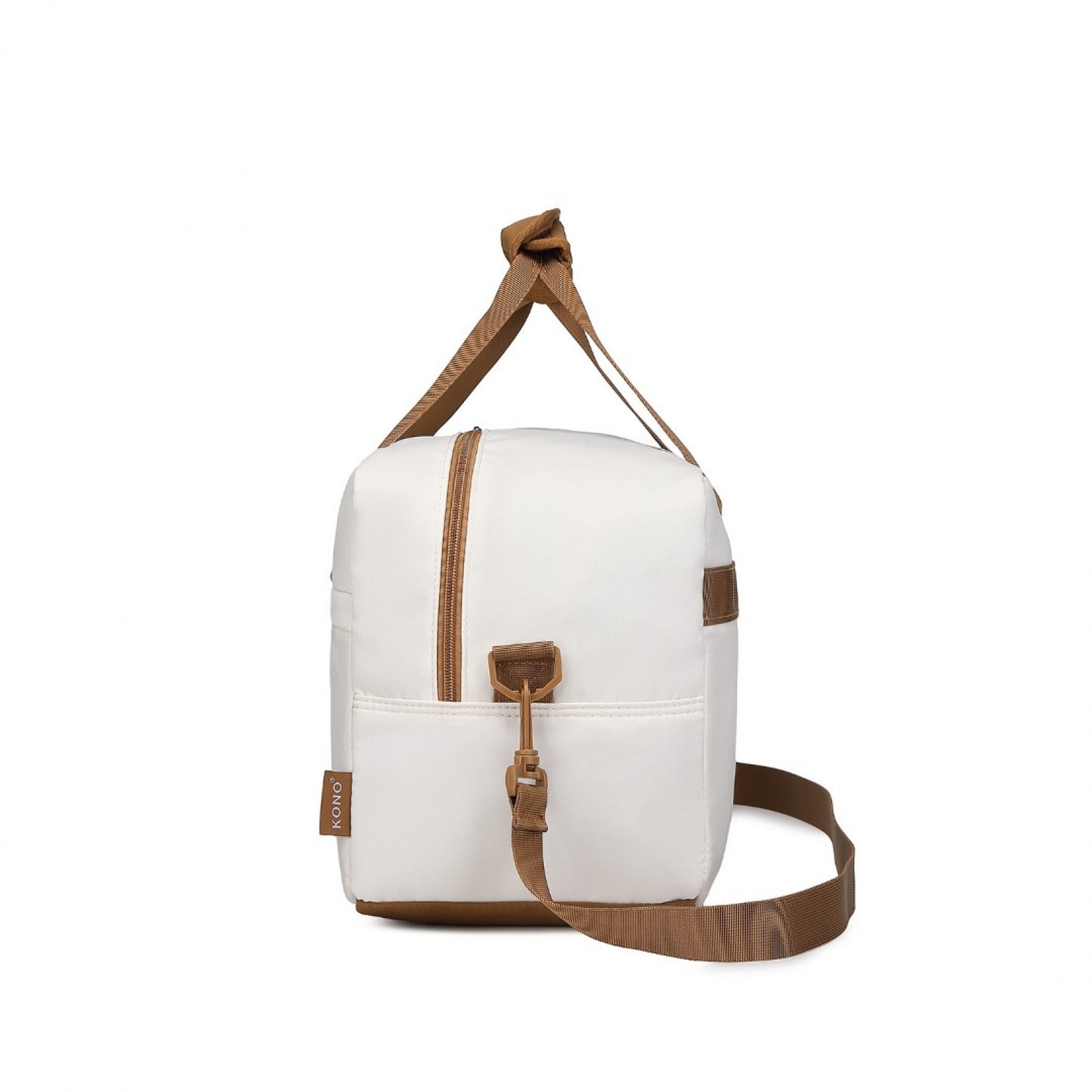 Kono Lightweight Water-Resistant Foldable Under Seat Travel Carry-on Duffel Bag Medium (EA2369M) - Beige & Brown