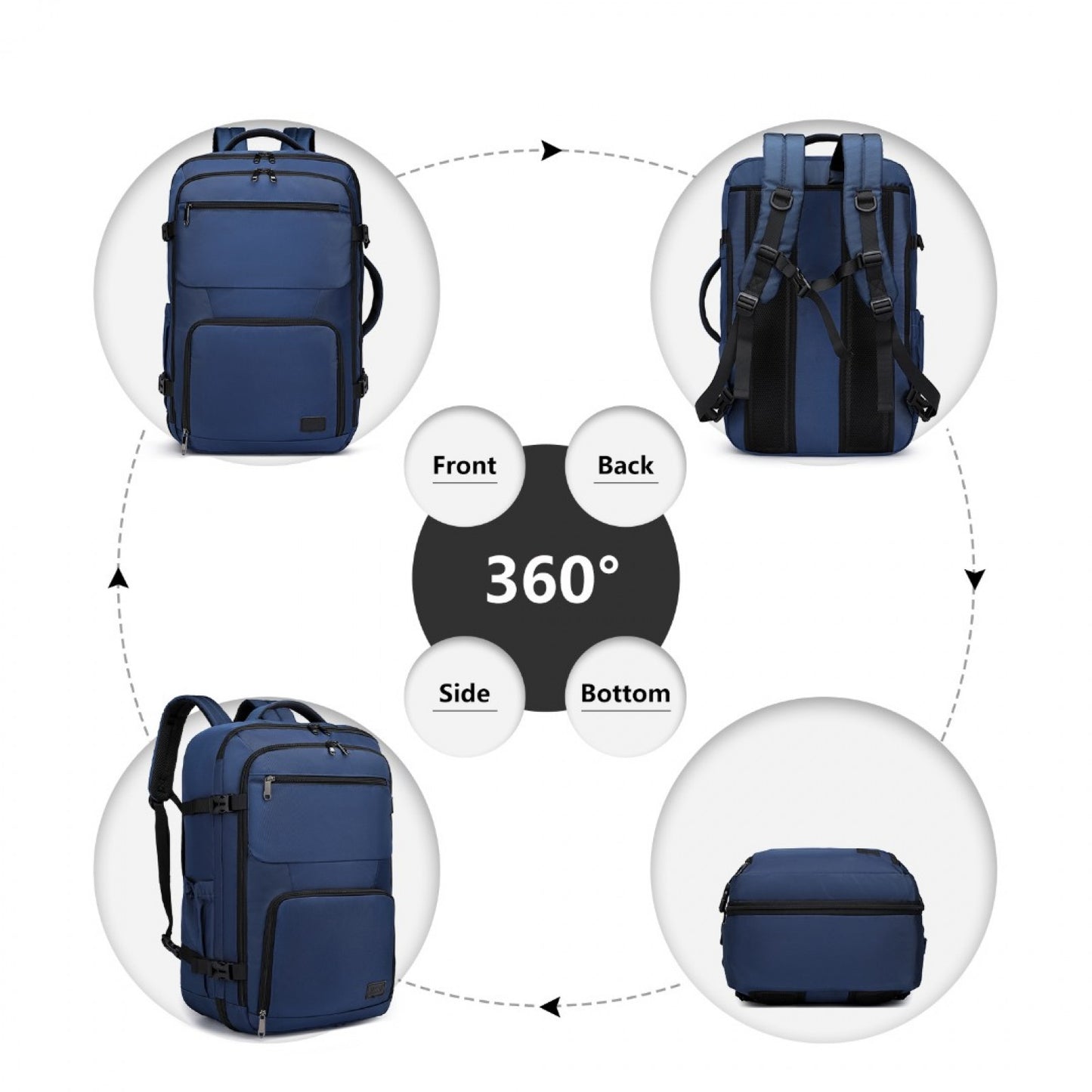 Kono Multifunctional Portable Travel Backpack Cabin Luggage Bag (EM2207) - Navy