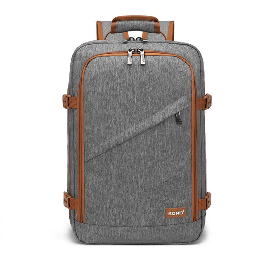 Kono Lightweight Cabin Bag Travel Business Backpack (EM2231S) - Grey & Brown