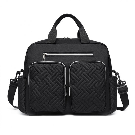 Kono Versatile Diaper Changing Tote Bag with Built-In Changing Mat Thermal Insulation Waterproof Design (EQ2411) - Black