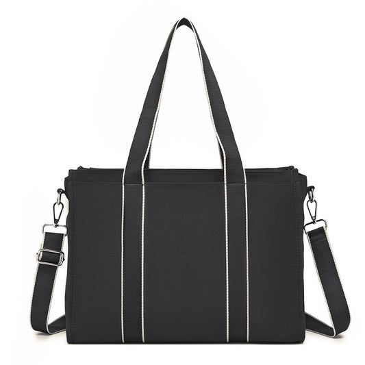 Miss Lulu Wearproof Large Capacity Tote Bag with 15.6” Laptop Sleeve, Dual Carry Options for Business and Everyday Use (HBM2604) - Black