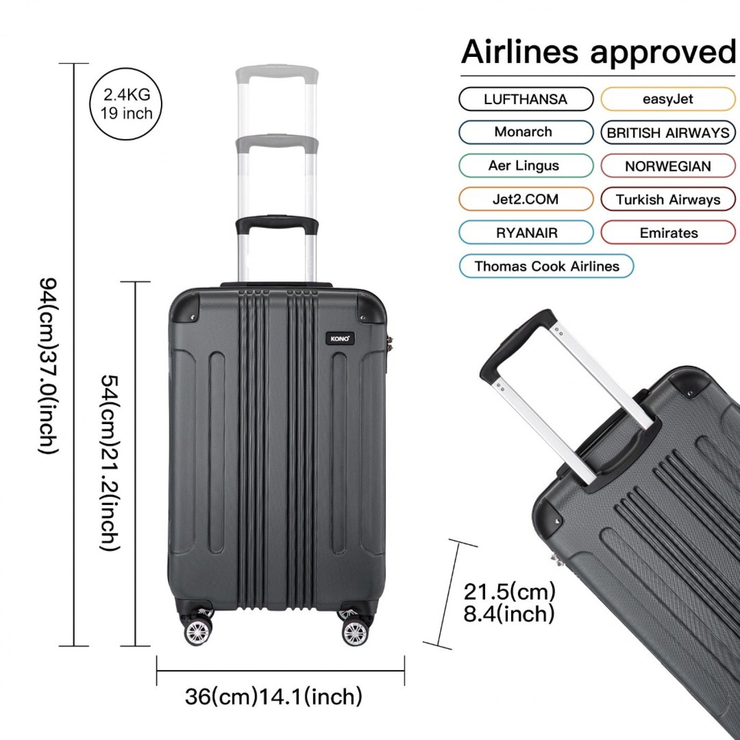 Grey luggage set interior