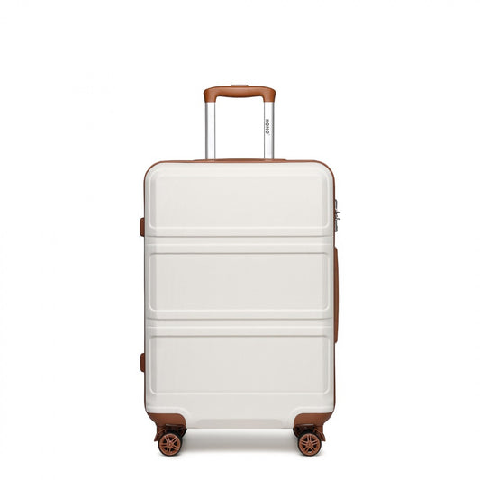 Kono ABS Sculpted Horizontal Design Cabin Luggage (K1871-1L) - Cream
