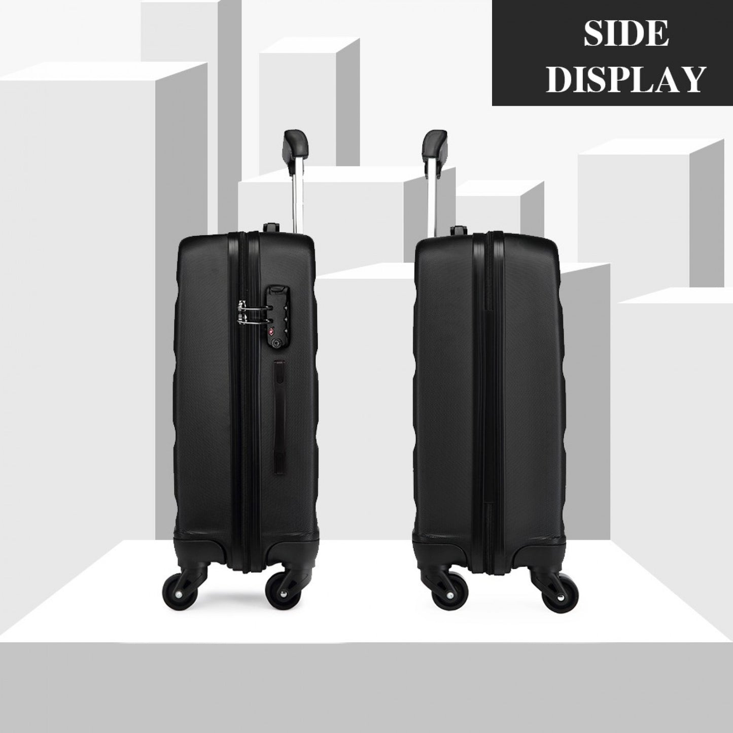 Kono Horizontal Design ABS Hard Shell Suitcase With TSA Lock (K1991-1L) - Black