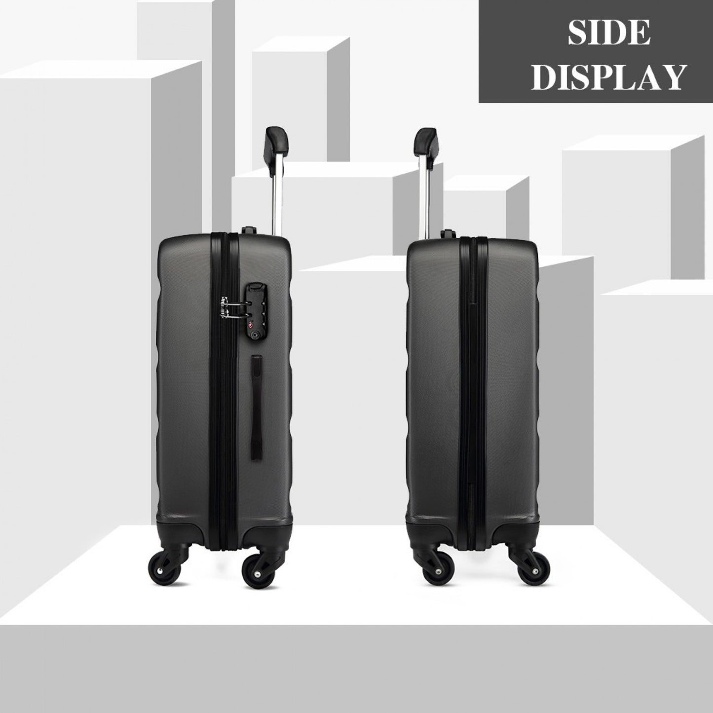Kono Horizontal Design ABS Hard Shell Suitcase With TSA Lock (K1991-1L) - Grey