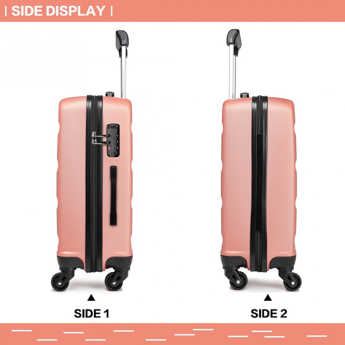 Kono Horizontal Design ABS Hard Shell Suitcase With TSA Lock (K1991-1L) - Nude