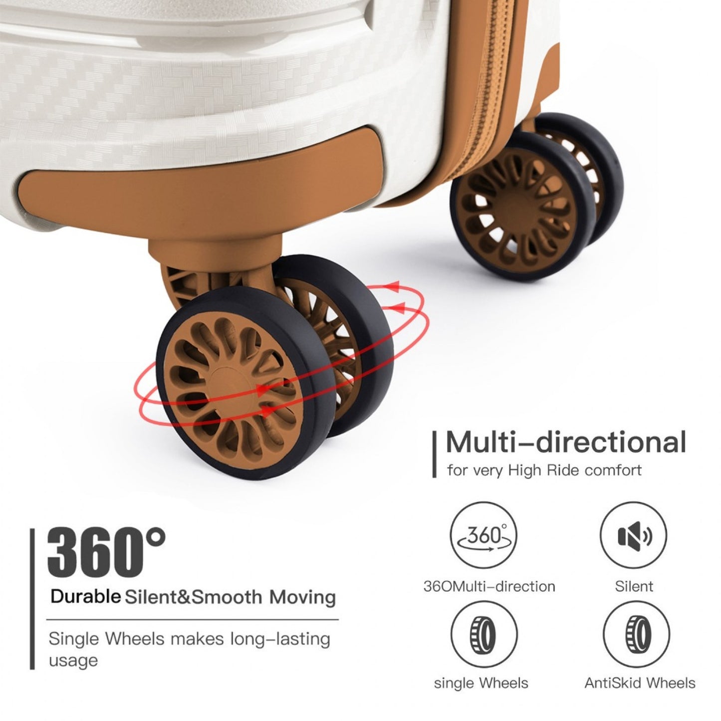 Kono Multi Texture Hard Shell PP Suitcase Classic Collection (K2091L) - Cream