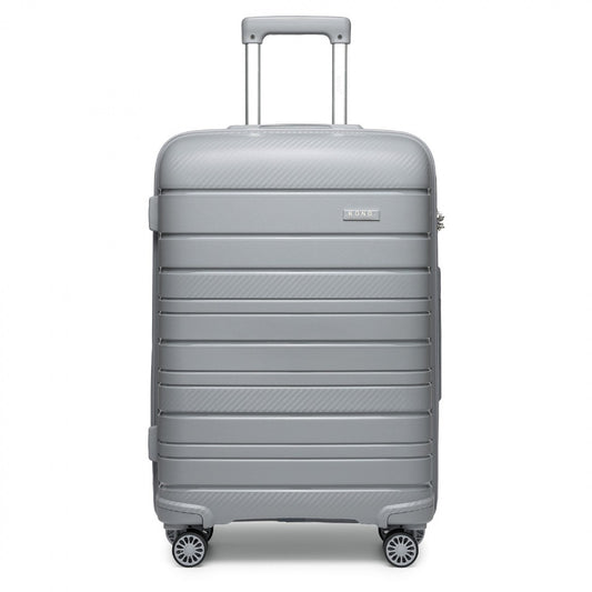 Kono Multi Texture Hard Shell PP Suitcase Classic Collection (K2091L) - Grey