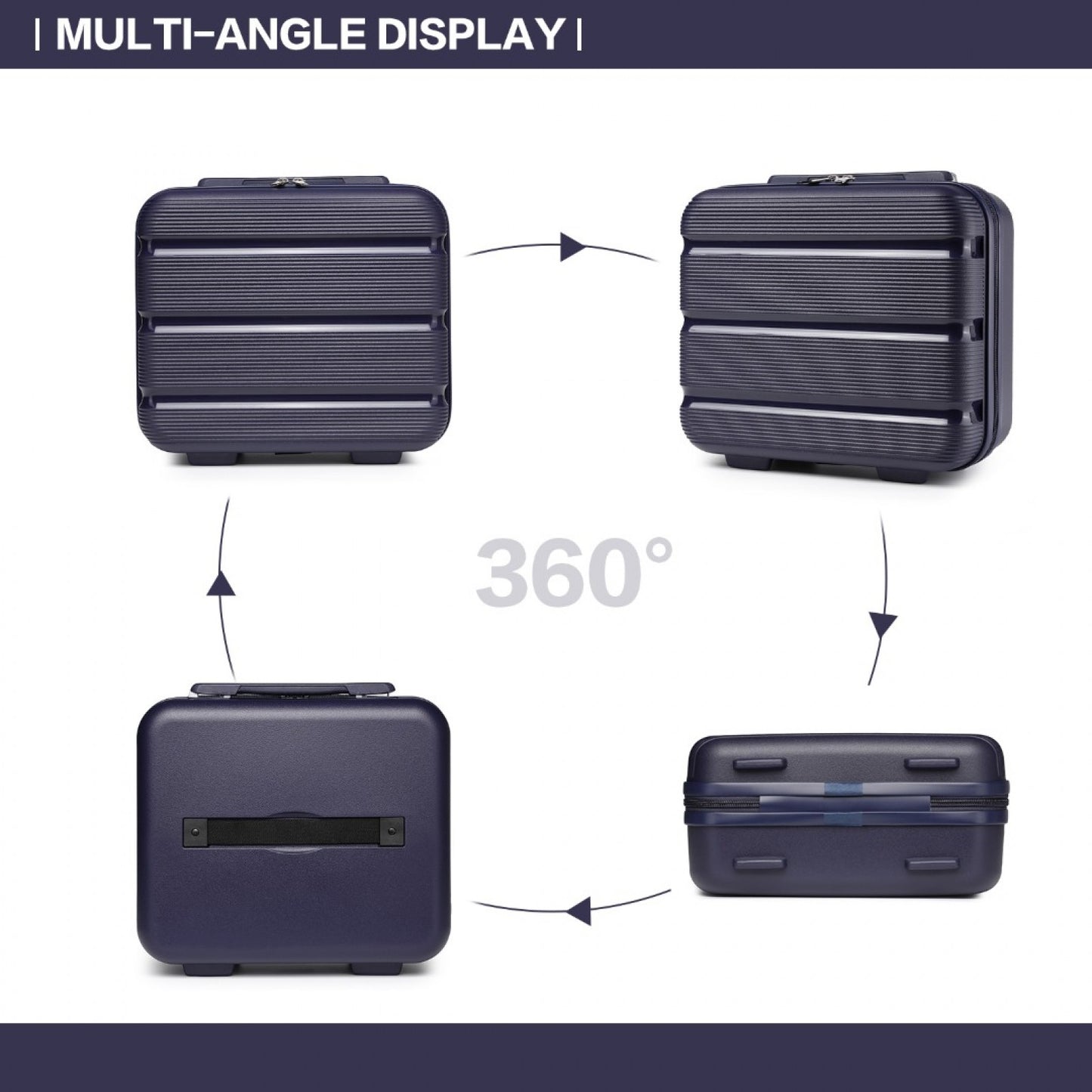 Kono Bright Hard Shell PP Suitcase With TSA Lock And Vanity Case 4 Pieces Set - Classic Collection (K2092L) - Navy