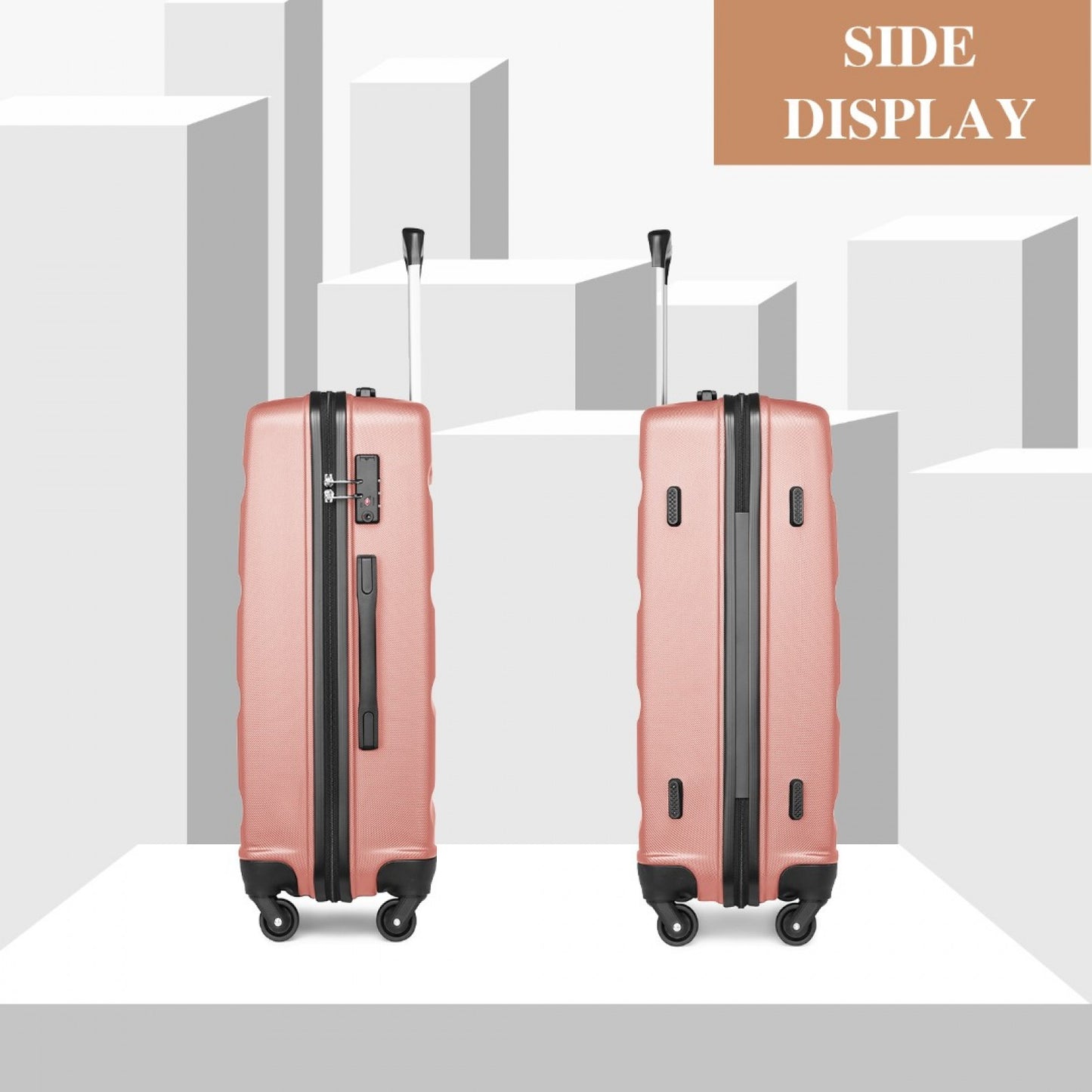 Kono Suitcase Streamlined Lightweight ABS Hardshell with Secure TSA Lock (K2191L) - Nude
