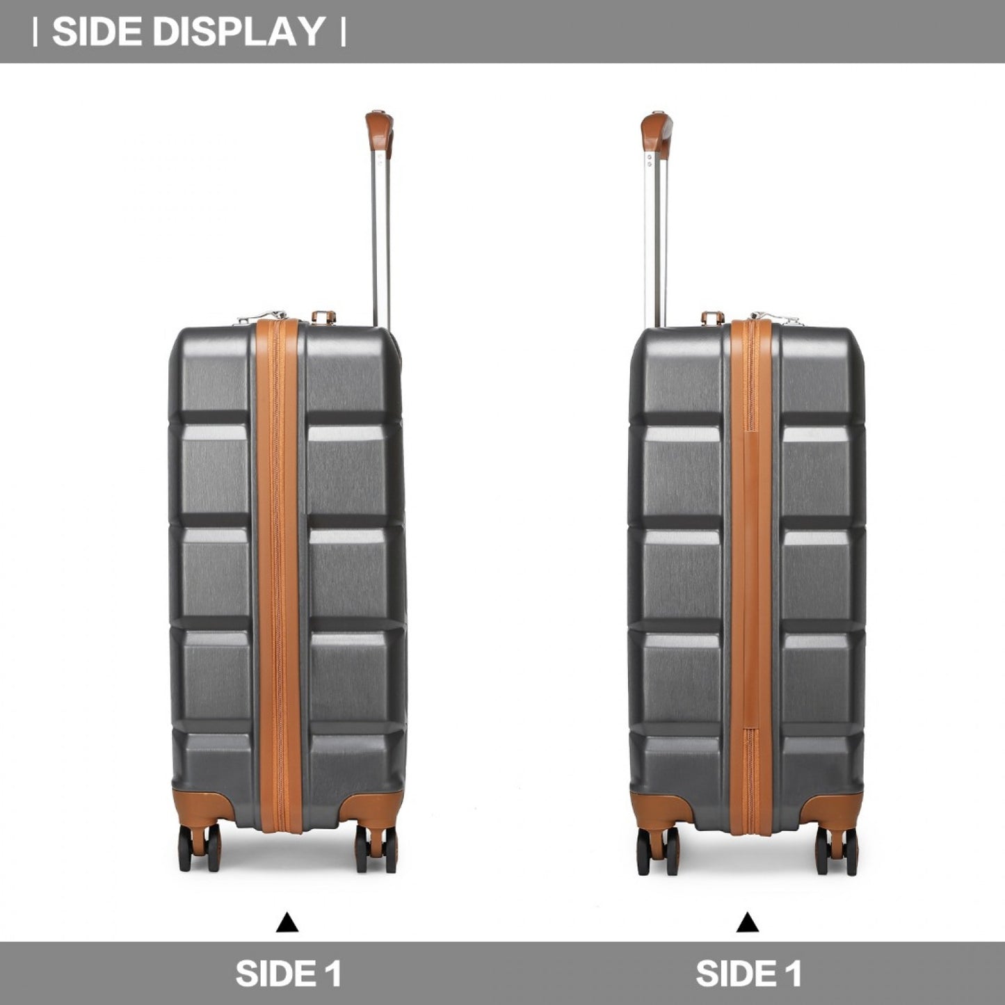 Kono Lightweight Hard Shell ABS Luggage Cabin Suitcase With TSA Lock (K2292L) - Grey