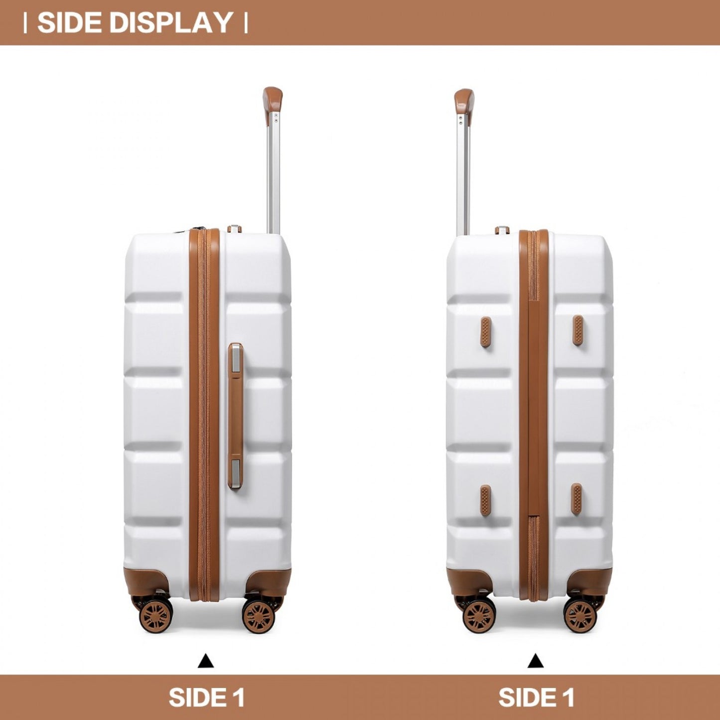 Kono Lightweight Hard Shell ABS Luggage Cabin Suitcase With TSA Lock (K2292L) - White