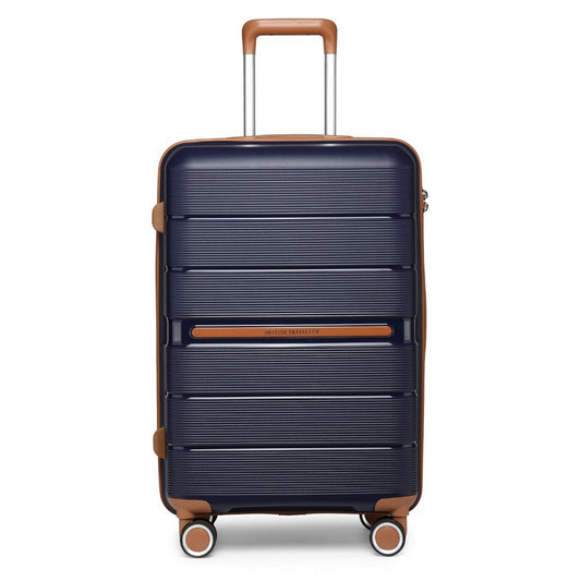 British Traveller Multi-Texture Polypropylene Hard Shell Suitcase With TSA Lock (K2392L) - Navy