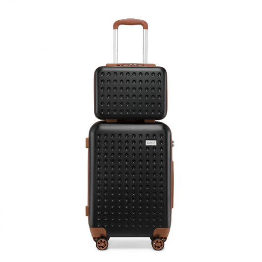 Kono 13/20 Inch Flexible Hard Shell ABS Suitcase With TSA Lock And Vanity Case (K2394L) - Black