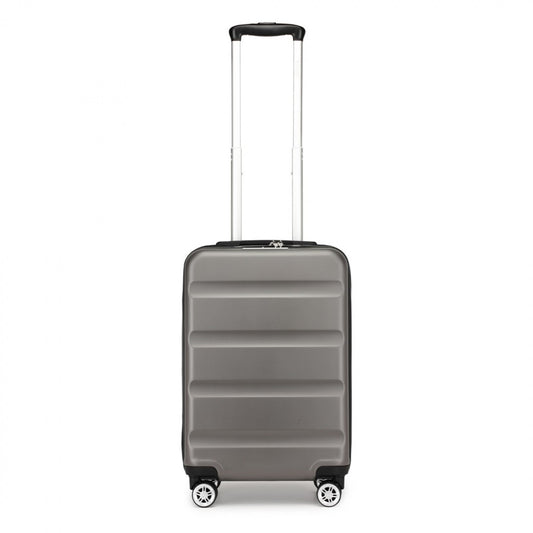 Kono Stylish Horizontal Engraved Hard Shell ABS+PC Cabin Suitcase with TSA Lock (KSK2482) - Grey
