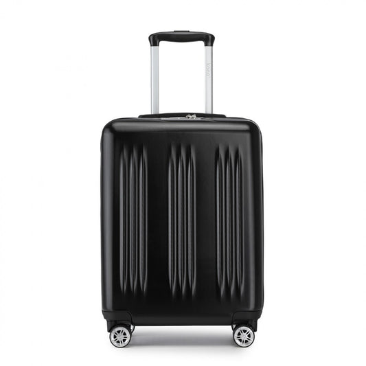 Kono Sleek Striped Suitcase Durable ABS+PC Luggage With Four Spinner Wheels And TSA Lock Perfect for Travel (KSK2483) - Black