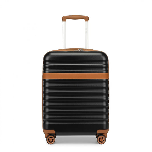 Kono Stylish Lightweight Hard Shell ABS+PC Cabin Suitcase with TSA Lock for Enhanced Security (KSK2484) - Black & Brown