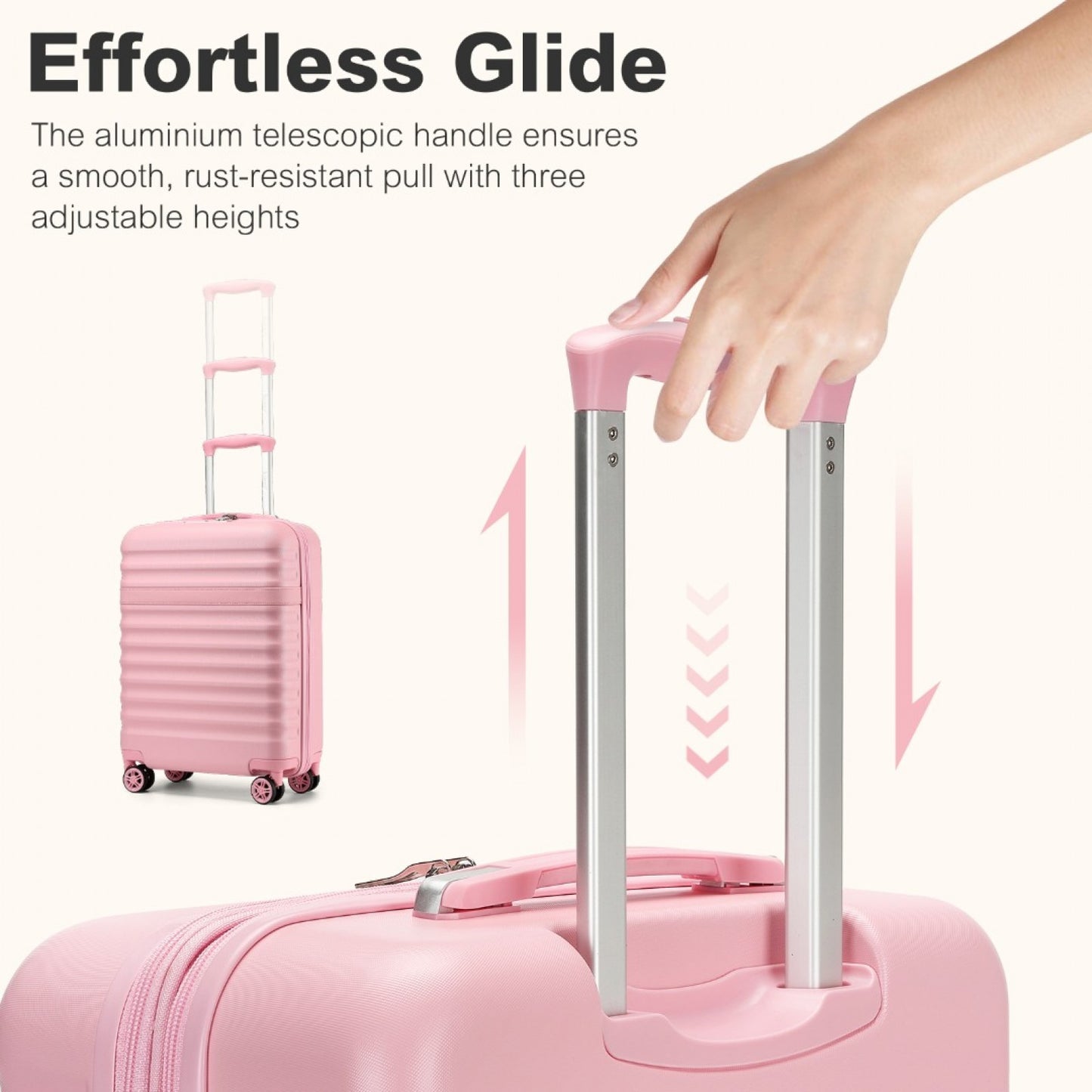 Kono Stylish Lightweight Hard Shell ABS+PC Cabin Suitcase with TSA Lock for Enhanced Security (KSK2484) - Pink