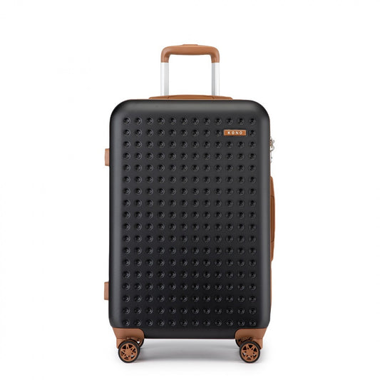 Kono Stylish ABS+PC Polka Dot Hard Shell Suitcase With TSA Lock (KSK2486) - Black & Brown