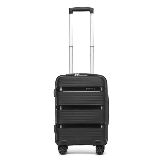 Kono PP Hardshell Suitcase–Lightweight Cabin Luggage with TSA Lock, 360° Silent Spinner Wheels (KSK2492) - Black