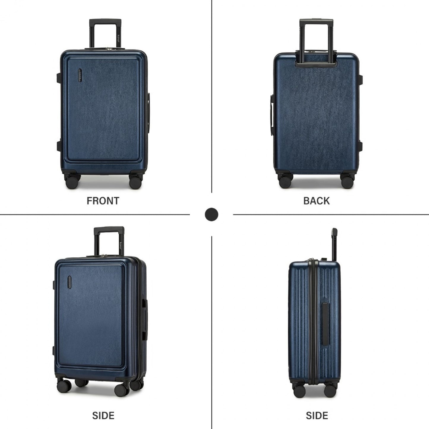 Kono Durable ABS+PC Hardshell Luggage Set with TSA Lock 360° Spinner Wheels 4-Piece Set 20/24/28 And Vanity Case (KSK2493) - Navy