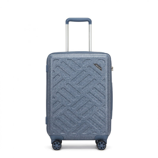 Supercase Sleek Geometric Pattern Hard Shell ABS+PC Cabin Suitcase with TSA Lock (KSS2495) - Denim Blue