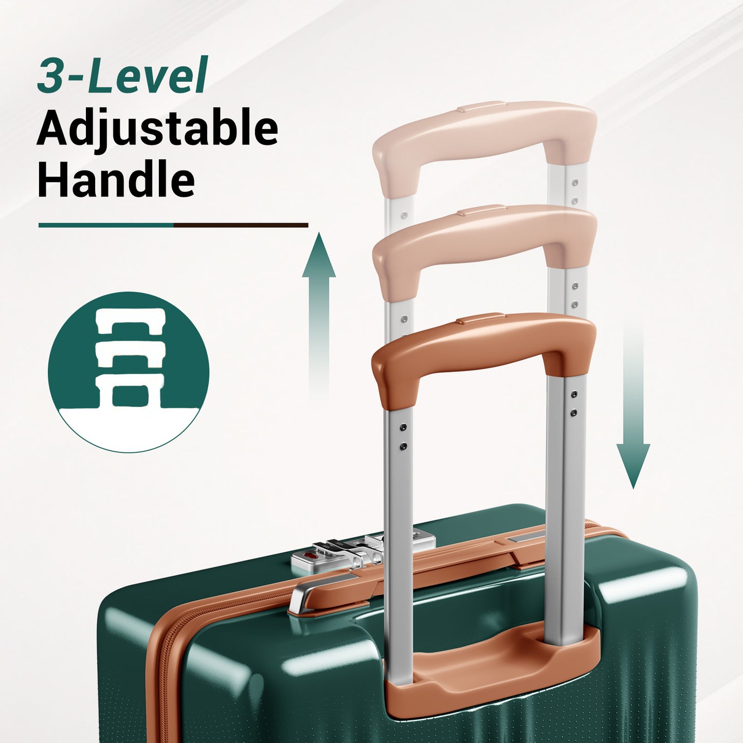 Kono Premium ABS+PC Hard Shell Cabin Suitcase with TSA Lock and Smooth 360° Silent Spinner Wheels (KSK2583) - Green & Brown