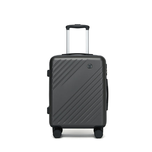 Kono ABS+PC Hard Shell Luggage, Diagonal Stripe Lightweight Travel Suitcase with Silent Spinner Wheels & Organised Interior (KSK2585) - Grey