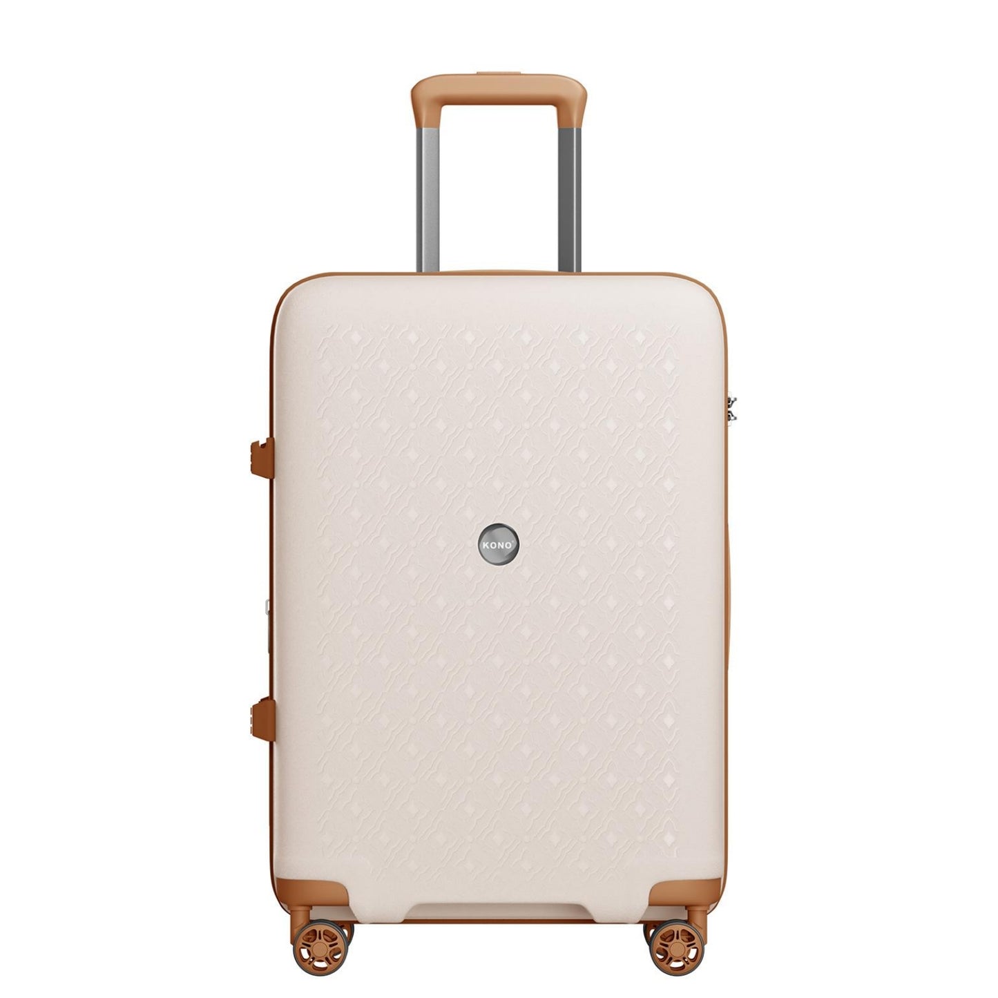 Kono PP Hard Shell Expandable Luggage-Lightweight Suitcase with TSA Lock & Built-in Cup Holder (KSK2594) - Beige & Brown