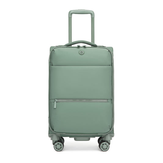 Women's Lightweight Softshell Suitcase with Spinner Wheels and Spacious Compartments (KSN2593) - Green