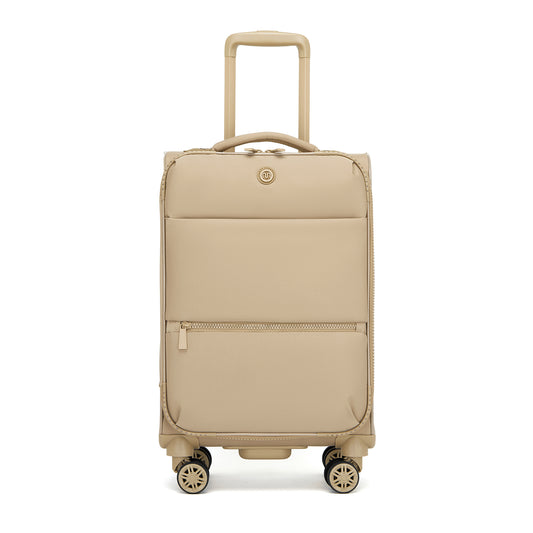 Women's Lightweight Softshell Suitcase with Spinner Wheels and Spacious Compartments (KSN2593) - Khaki