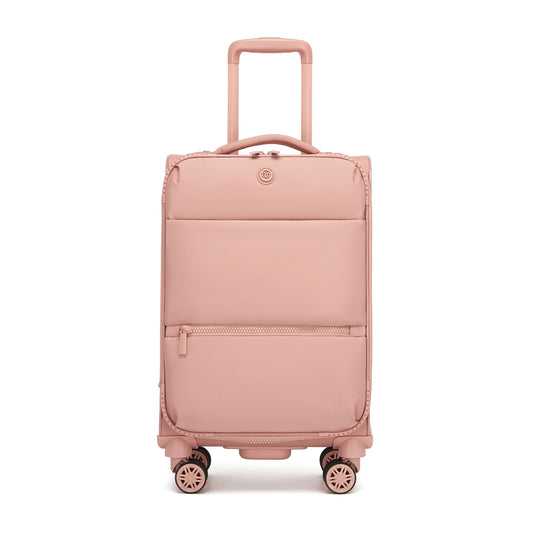 Women's Lightweight Softshell Suitcase with Spinner Wheels and Spacious Compartments (KSN2593) - Pink