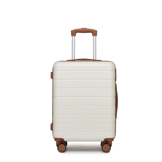 , Durable ABS Hard Shell Suitcase with 360 Silent Spinner Wheels & Secure Combination Lock (KSN2691) - Cream & Brown