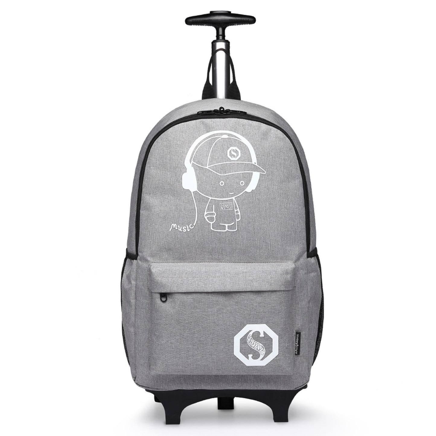 Kono Multi-functional Glow-in-the-Dark Trolley Backpack (E6877) - Grey