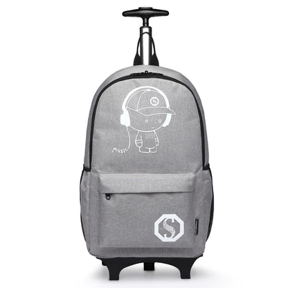 Kono Multi-functional Glow-in-the-Dark Trolley Backpack (E6877) - Grey