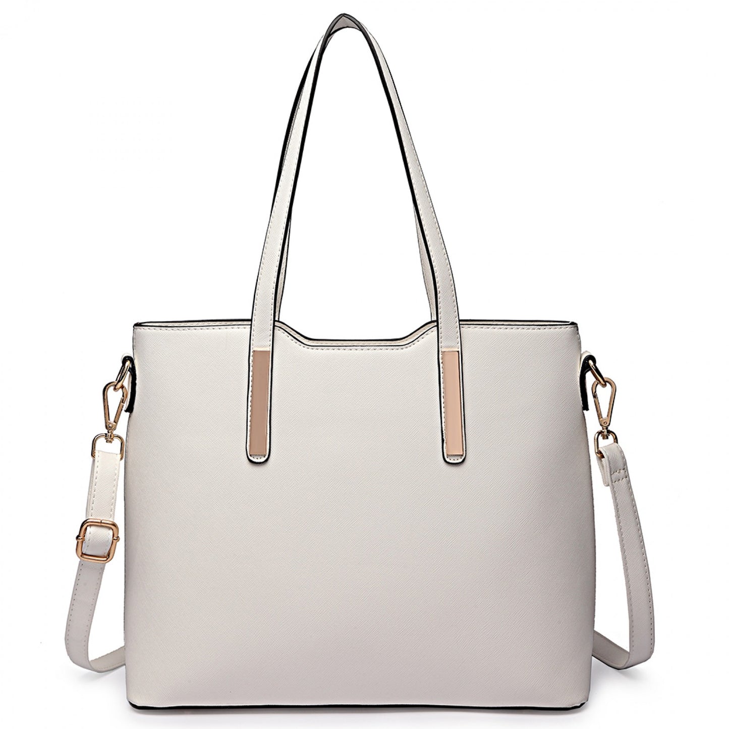 Miss Lulu Three Piece Tote Shoulder Bag And Clutch (LT6648) - White