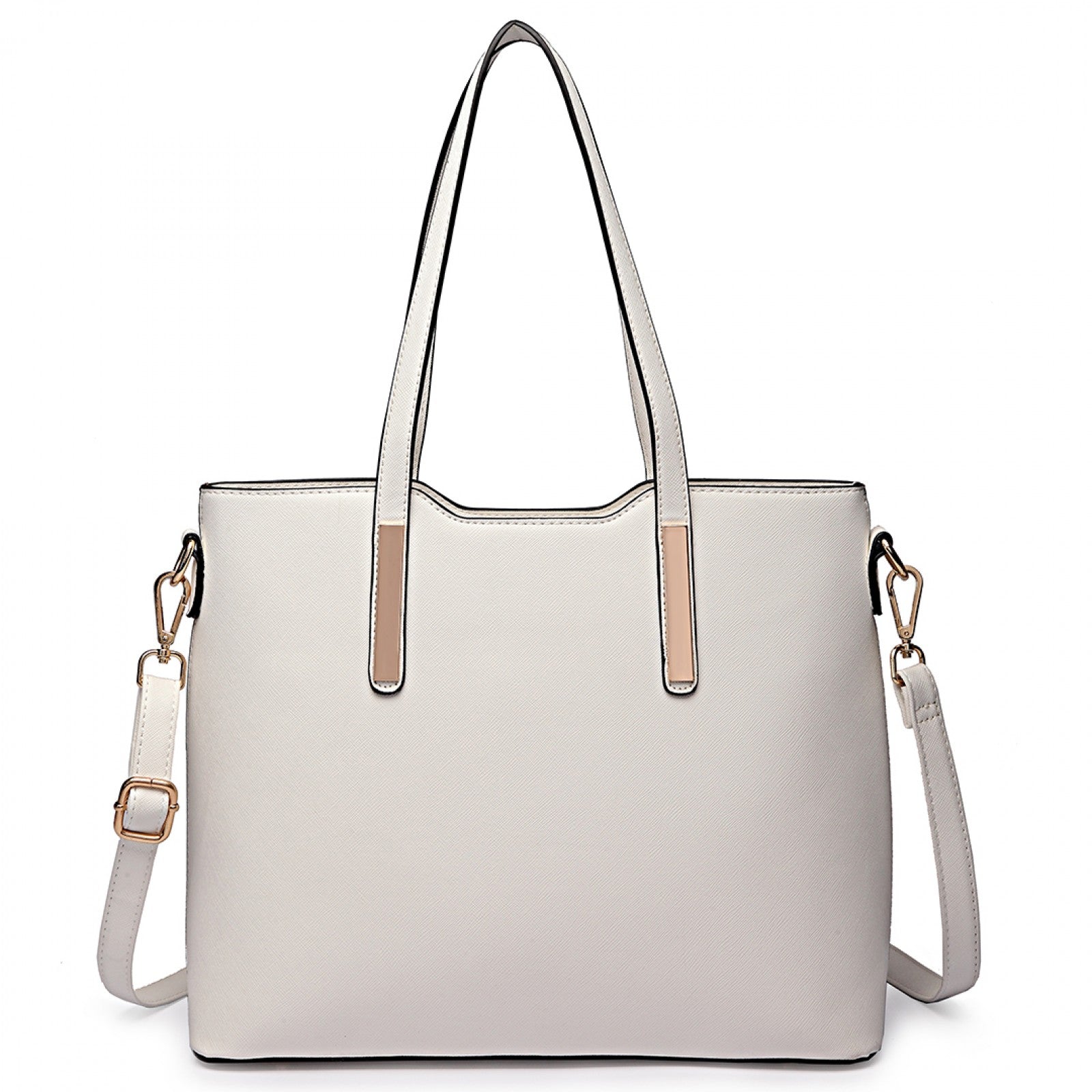 Miss Lulu Three Piece Tote Shoulder Bag And Clutch (LT6648) - White