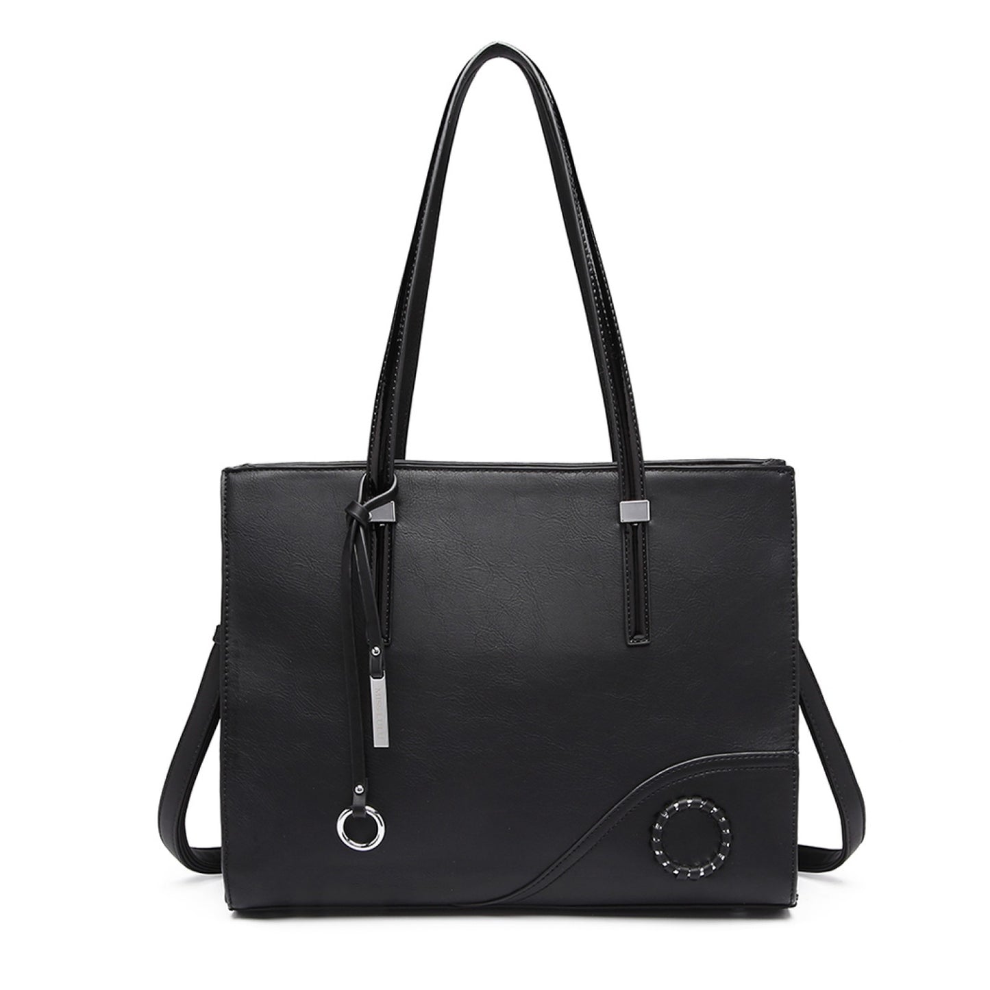 Miss Lulu Glossy Detail Shoulder Bag (LN1909) - Black