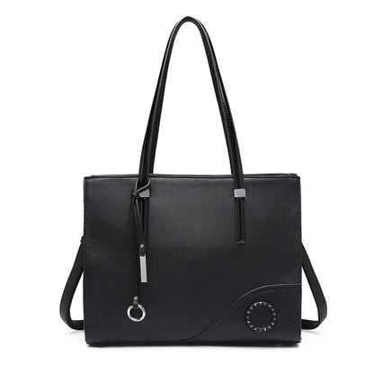 Miss Lulu Glossy Detail Shoulder Bag (LN1909) - Black