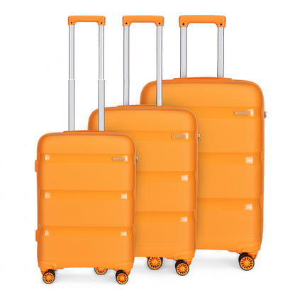 Kono Bright Hard Shell PP Suitcase 3 Pieces Set - Classic Collection (K2092L) - Orange