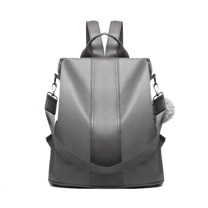 Miss Lulu Two Way Backpack Shoulder Bag with Pom Pom Pendant (LG1903) - Grey