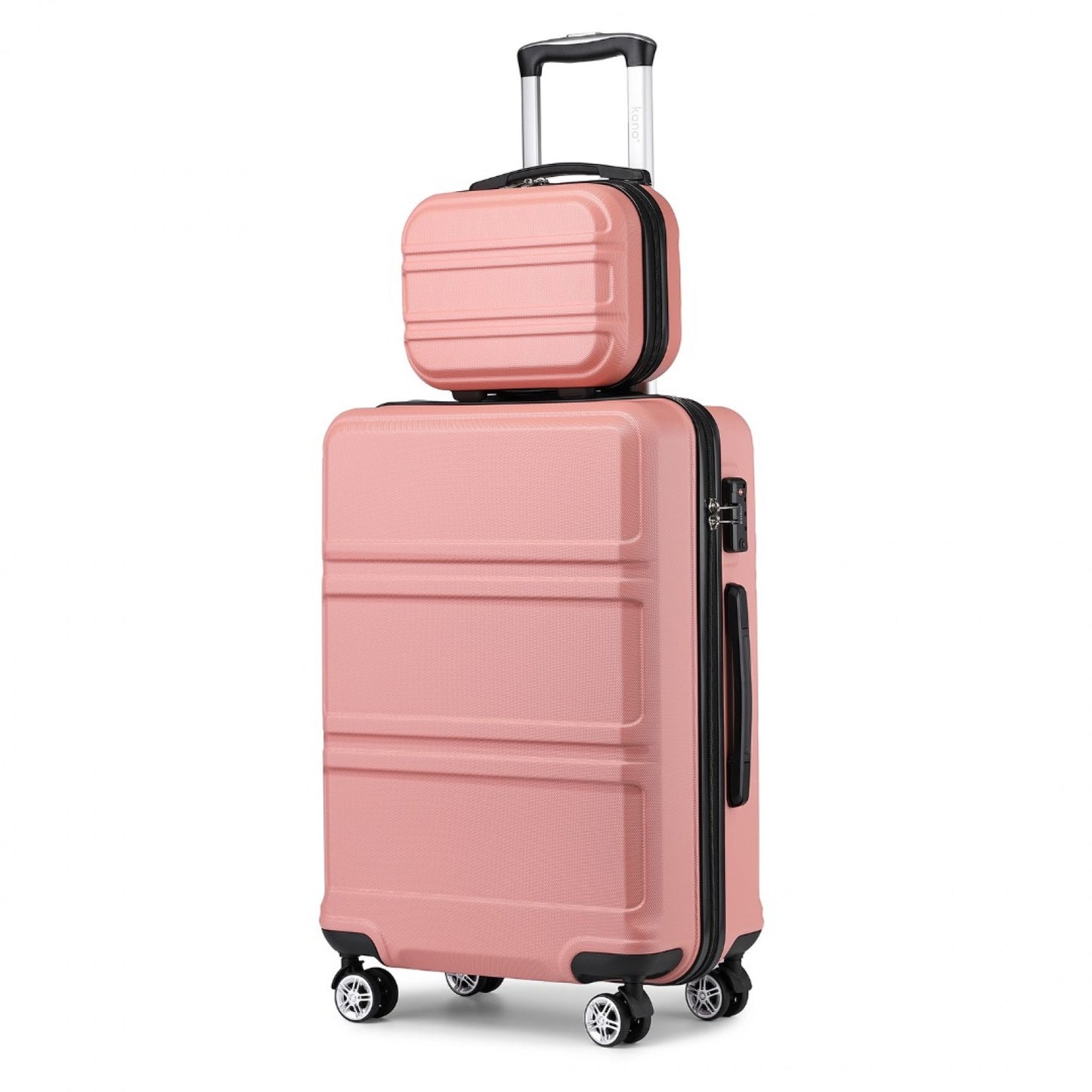 Kono ABS 4 Wheel Suitcase Set with Vanity Case (K1871-1L) - Nude